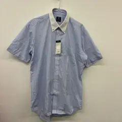 BRICKHOUSE 青と白のストライプ 半袖シャツ　Ｌ　コ1