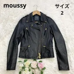 【美品】moussy マウジー ライダースジャケット レザー 金ボタン 2