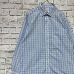 ブルックスブラザーズ長袖シャツ！チェックブルーL 85