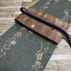 着物 袷 暗めの緑色 ドライクリーニング可 中古