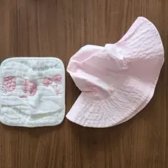 ピンク　汗取りパッド　帽子セット
