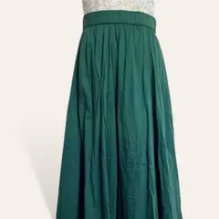 ♥️美品 ロッソ インド綿 たっぷりフレア ウェストギャザー マキシスカート F