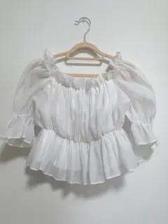しまむら　オーガンジーオフショルブラウス