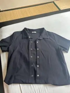 黒 半袖 ボタンアップシャツ　　X L