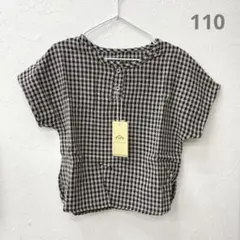 胸元ボタン半袖チェックT 110