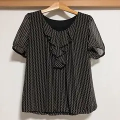 reflect リフレクト 半袖ブラウス ドット 水玉 シフォン フリル 黒 9
