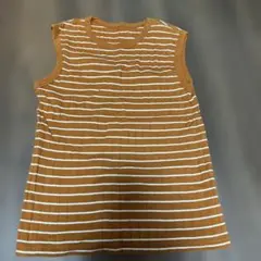 オレンジブラウン ストライプ ノースリーブ Lサイズ