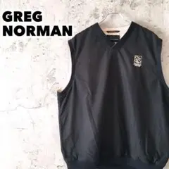 GREG NORMAN ベスト ナイロン ゴルフウェア ロゴ刺繍 ブラック L