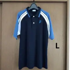 美品　Prince ポロシャツ L　紺　ブルー　メンズ
