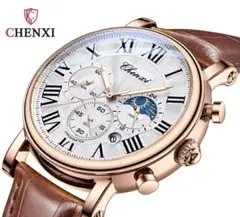 【新品未使用】CHENXI ローズゴールド 腕時計ムーンフェイス