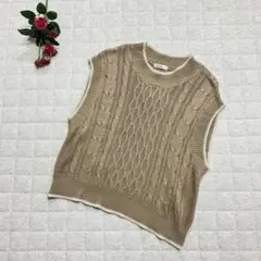 Rafraf ニットベスト L ケーブル編み 薄手