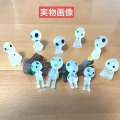 飾るだけで光る こだま 20個セット( 緑、青)＋まっくろくろすけ＋切り株