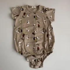スヌーピー 半袖ロンパース ベージュ