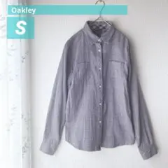 美品Oakley オークリー 長袖シャツ Sフランネルチェック柄ネイビー裏地あり
