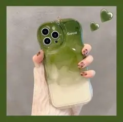 韓国♡可愛い グラデーション iphone15ケース 緑