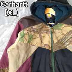 【Carhartt】US輸入レア再構築ジャケットXLマルチカラー迷彩柄ボルドー