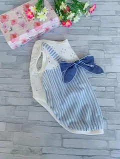 ♡SALE♡ ジャンスカ風タンクトップ ハンドメイド犬服 リボン #80