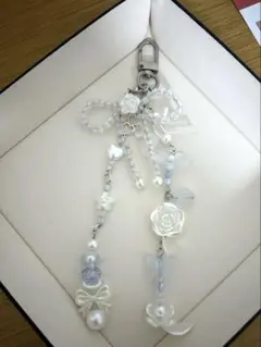 ハンドメイド 水色リボンチャーム