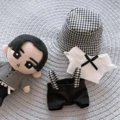 すのチル　ぬい服セット　ブラウス&サスペンダーパンツ&バケハ