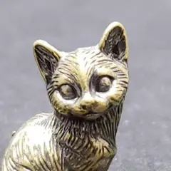 猫のかわいい真鍮製置物！　レトロアンティーク　文鎮　デスク置物