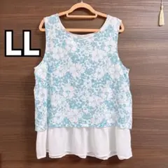 persodea ＊ LLサイズ 花柄 ノースリーブ フリル チュニック