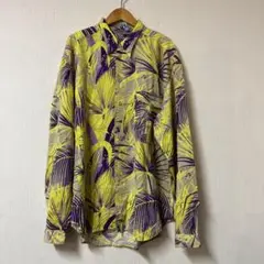 90s エンポリオアルマーニ レーヨンシャツ メンズXL程 イエロー パープル