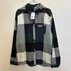 H&M チェック柄 長袖シャツ L 緑/グレー/紺　ヨ31