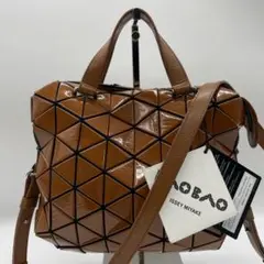 【タグ付】バオバオイッセイミヤケ 2way ショルダーバッグ ハンドバッグ 茶色