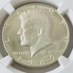 1969 アメリカ　ハーフダラー　銀貨　ケネディ　NGC PF 69 CAMEO 1969 ケネディ50セント銀貨 NGC認証 - メルカリ
