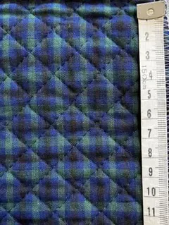 青と緑のタータンチェック柄キルティング生地
