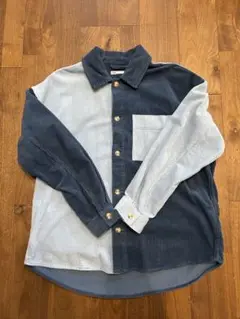 【最終値下げ】ZARA コーデュロイシャツ L-XL ネイビー ×ブルー
