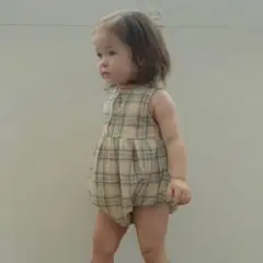 mini beige ベージュ　韓国子供服　チェック　18m