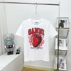 GANNI ファッション イチゴパターンプリント ガニー コットン 半袖Tシャツ 2025年最新】GANNI tシャツ いちごの人気アイテム - メルカリ
