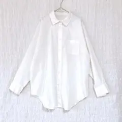 2800 オーバーシャツ　白シャツ　カジュアル　ビジネス　レイヤード使い　M