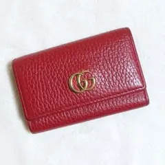【美品】GUCCI GG ダブルG プチマーモント レザー キーケース