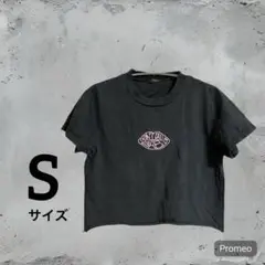 ブラック Tシャツ Sサイズ ピンクロゴ刺繍