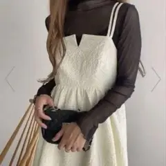 美品　JUNOAH ジャガードキャミワンピース