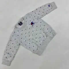 Champion キッズ スウェットシャツ グレ 一 総柄刺繍 ロゴ100サイズ