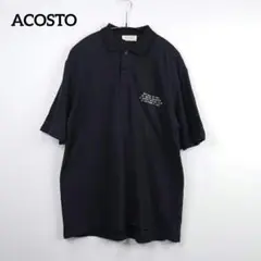 ACOSTO 日本製 刺繍ロゴ入り ポロシャツ Lサイズ ブラック 綿100%