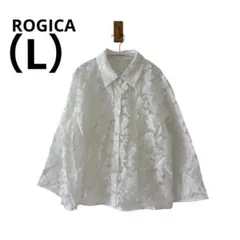 0659 ROGICAロジカレディース花柄シアーシャツレーヨン麻混Lサイズ夏