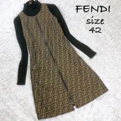極美品✨ FENDI リバーシブル 膝丈ワンピース ズッカ柄 総柄 大きいサイズ