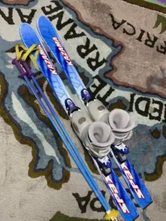 カザマ スキーセット 子供用120cm ブーツ22cm ストック95cm中古