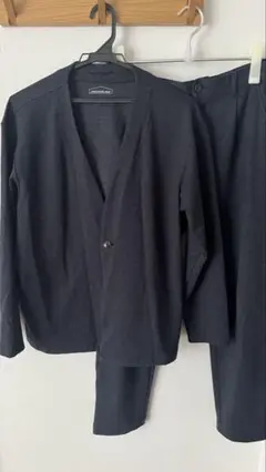 （美品）AOKI パジャマスーツ デニムルック ノーカラー 紺 M
