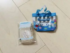 サンリオ　シナモンロール　プールバッグ風ミニポーチ　アクリルキーホルダー　牛乳瓶