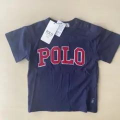 新品　子ども服　半袖　ロゴ　ワッペン　紺色　ネイビー　100