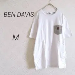 BEN DAVIS ベンデイビス　Tシャツ M 白　刺繍　ワンポイント　ポケット