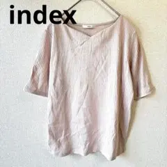 【美品】INDEX ハートネックリブトップス ベージュM　コットン100