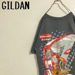 【バックプリント】GILDAN ギルダン　レーシングTシャツ　97 黒　L