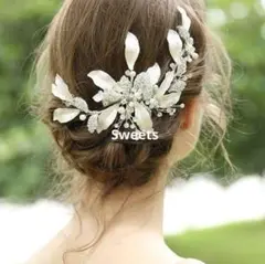 ウェディング ヘアアクセサリー 結婚式 前撮り リーフ ヘッドドレス 花クリップ