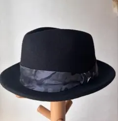 【美品】TAKEO KIKUCHI 中折れ ハット リボン ブラック